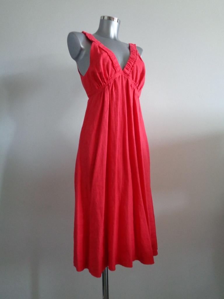 Just B. 100% linnen koraalrode jurk, maat 38, NIEUW, kaartje, Kleding | Dames, Jurken, Maat 38/40 (M), Verzenden, Nieuw, Rood