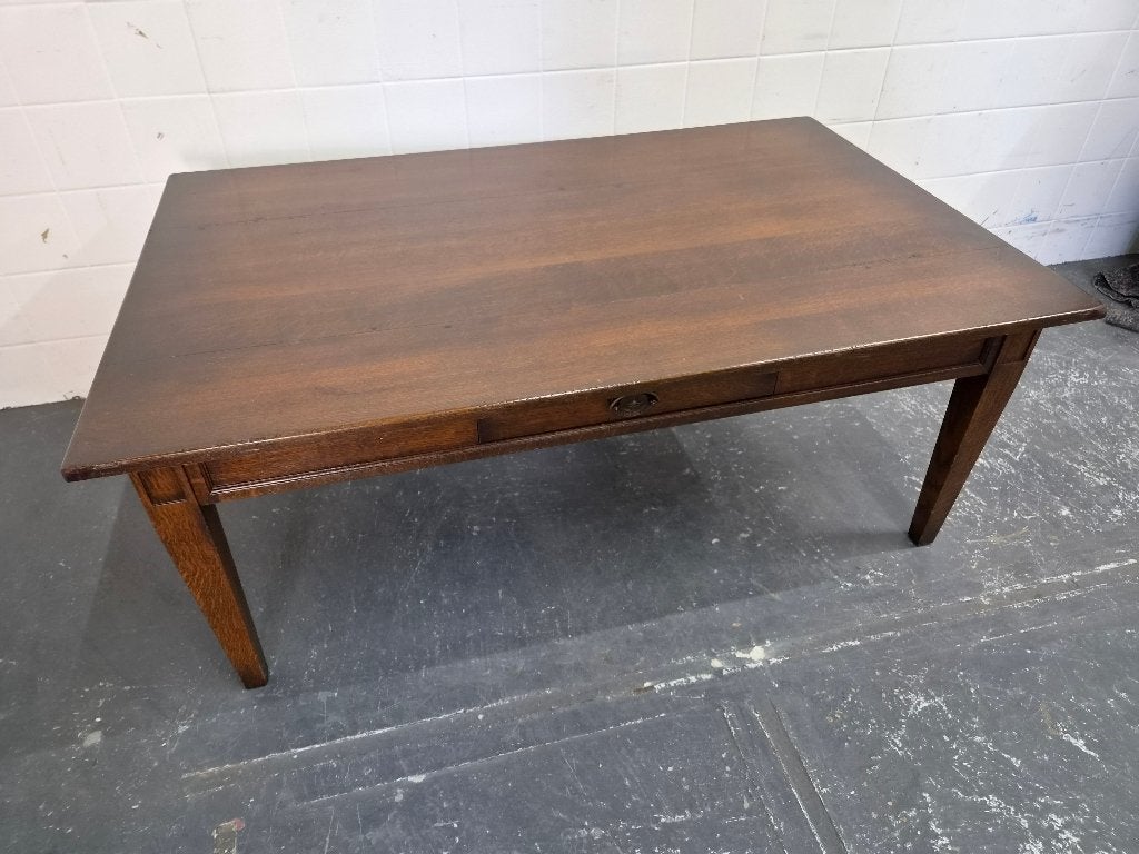 Salontafel massief donker eiken met lades, Huis en Inrichting, Gebruikt, 100 tot 150 cm, Onbekend, Onbekend