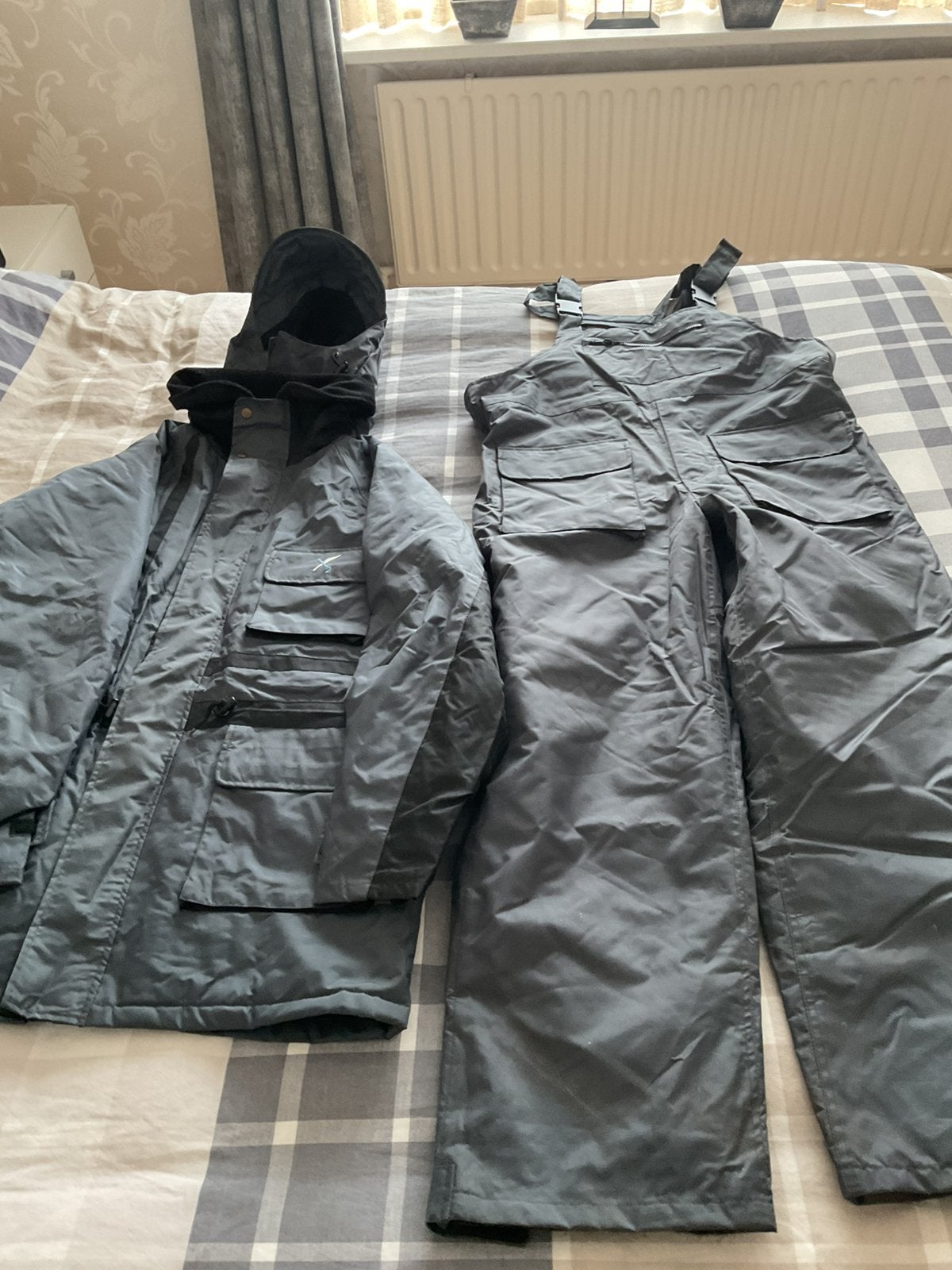 Vis regenpak, grijs, maat L, Caravans en Kamperen, Regenkleding, Ophalen, Zo goed als nieuw