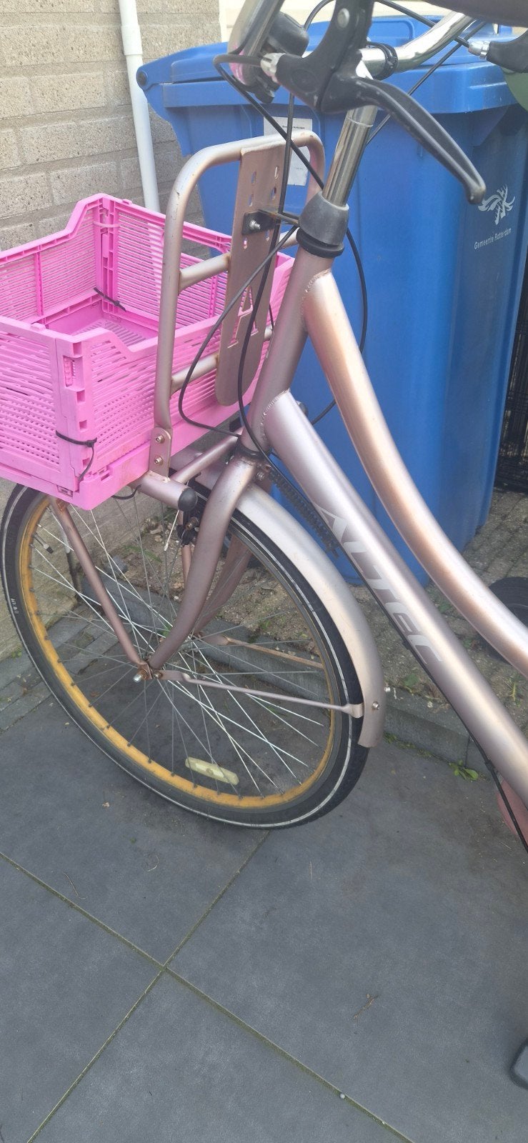 Foto 3 van Roze Gazelle stadsfiets met voordrager en krat