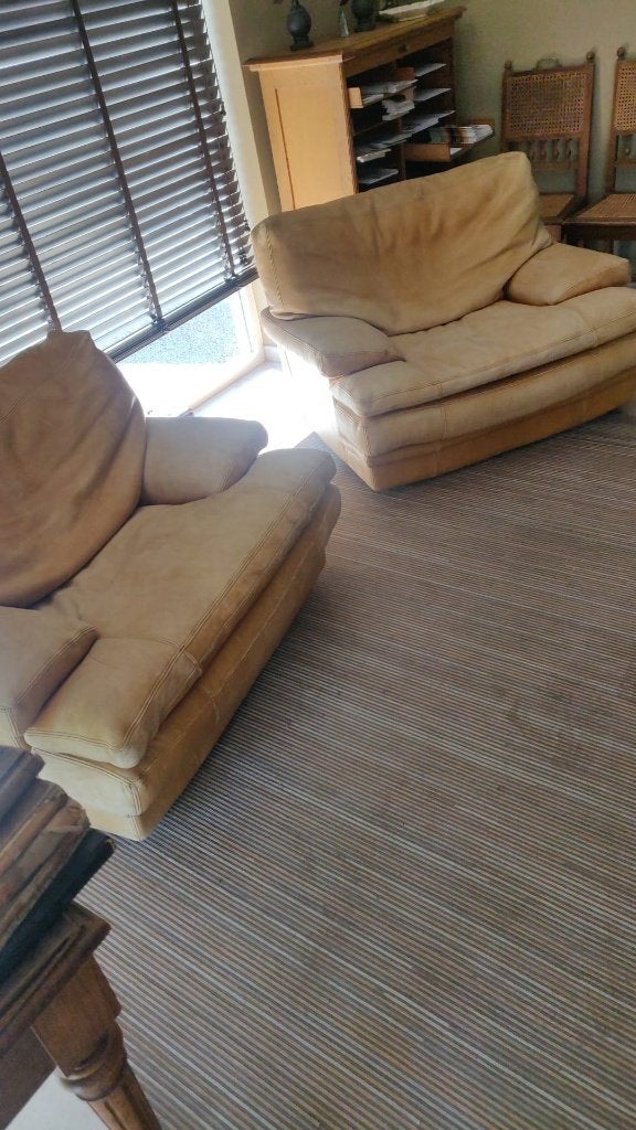 Roche Bobois leren fauteuils (2x) – vintage, op te frissen, Ophalen, Gebruikt, Vintage mid century, 75 tot 100 cm