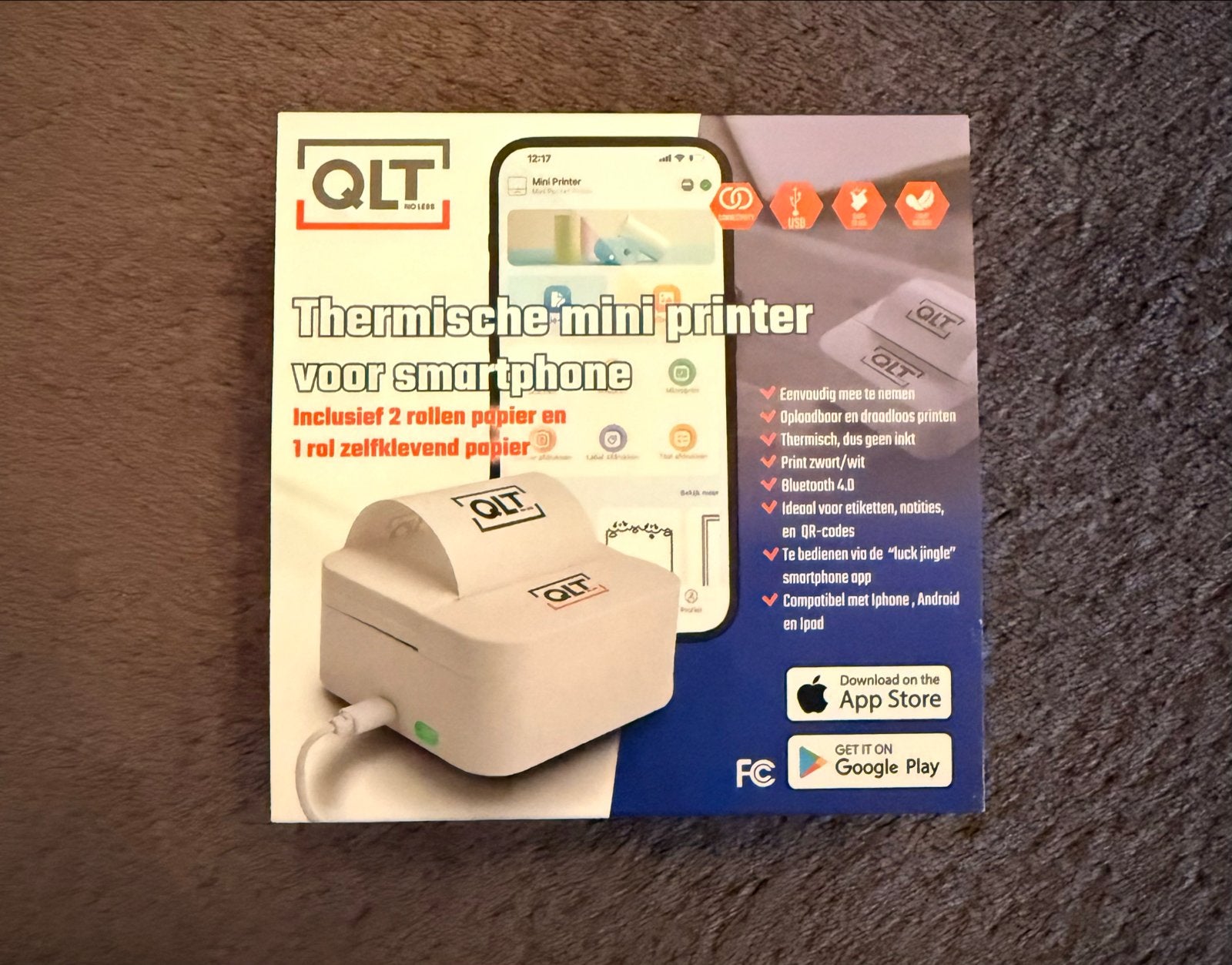 QLT Thermische mini printer voor smartphone - Nieuw, Computers en Software, Zwart-en-wit printen, Printer, Nieuw, Ophalen of Verzenden