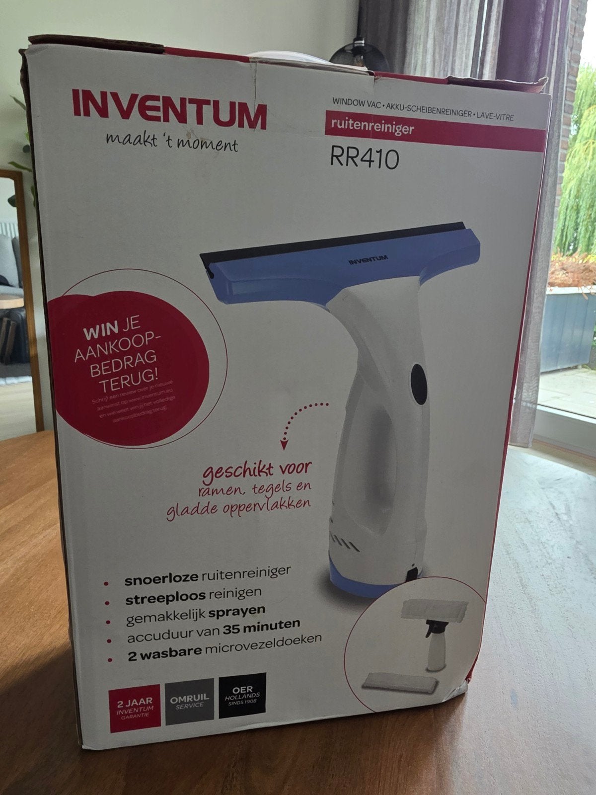 Inventum RR410 Ruitenreiniger - Snoerloos, Ophalen, Raamwisser of Trekker