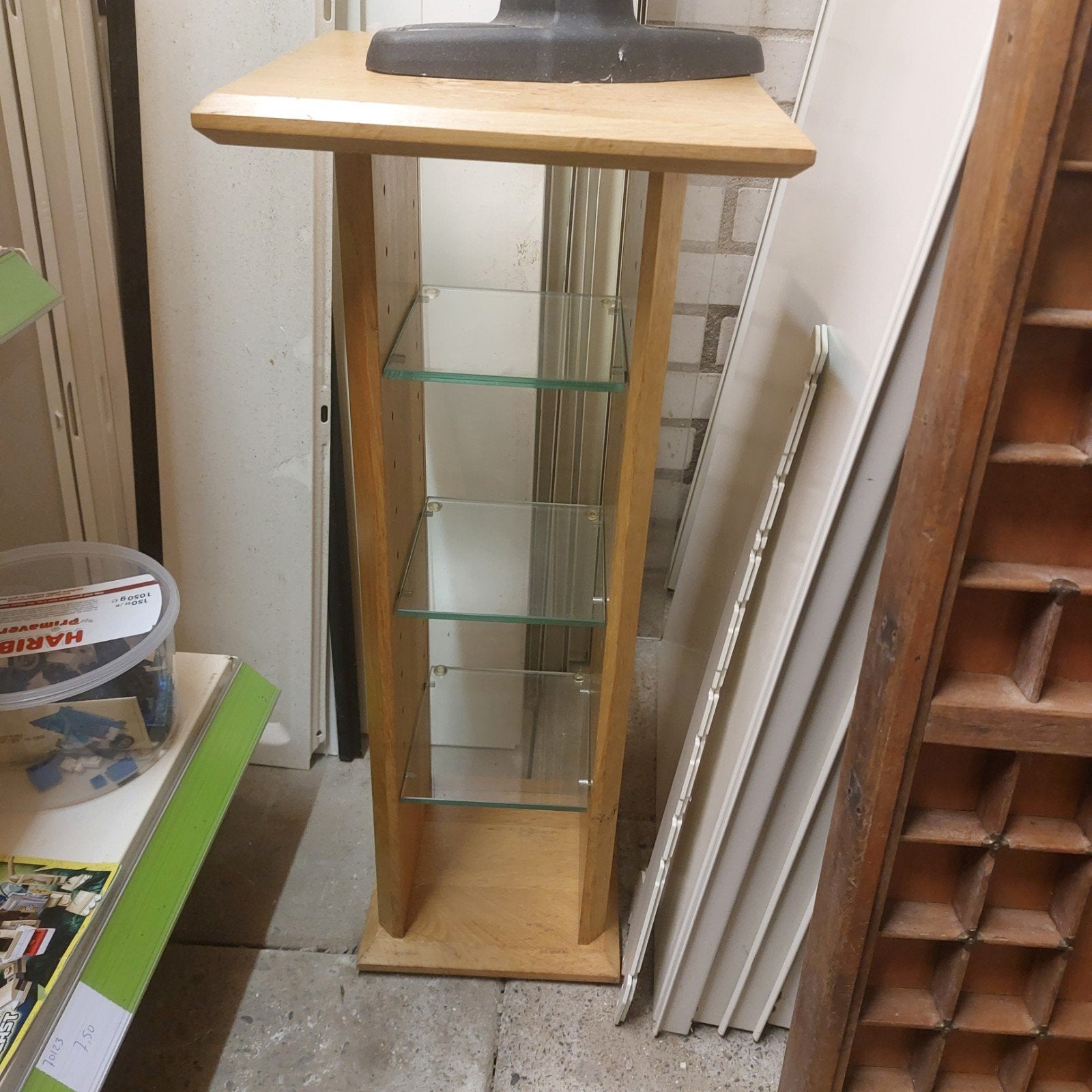 Houten CD-rekje met glazen planken, Gebruikt, Ophalen of Verzenden, 25 tot 75 discs, Cd's