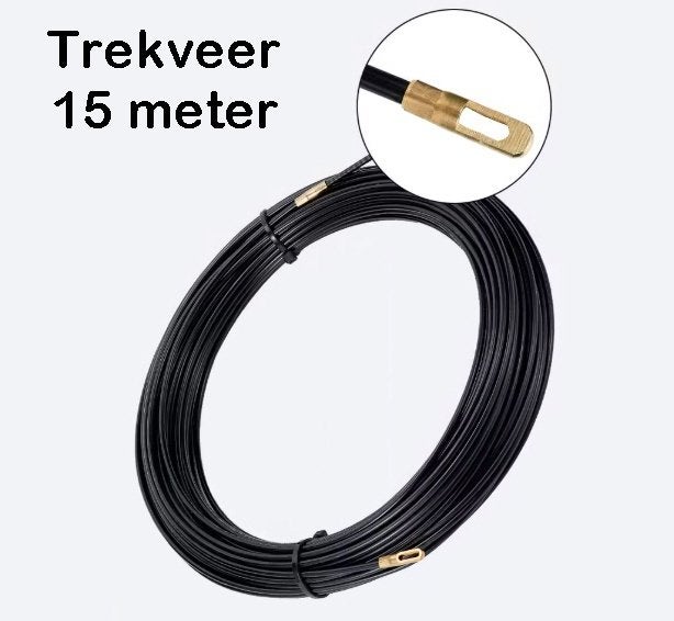 Trekveer 15meter Kabeltrekker Veerband Nylon Bedrading Zwart, Ophalen of Verzenden, Nieuw