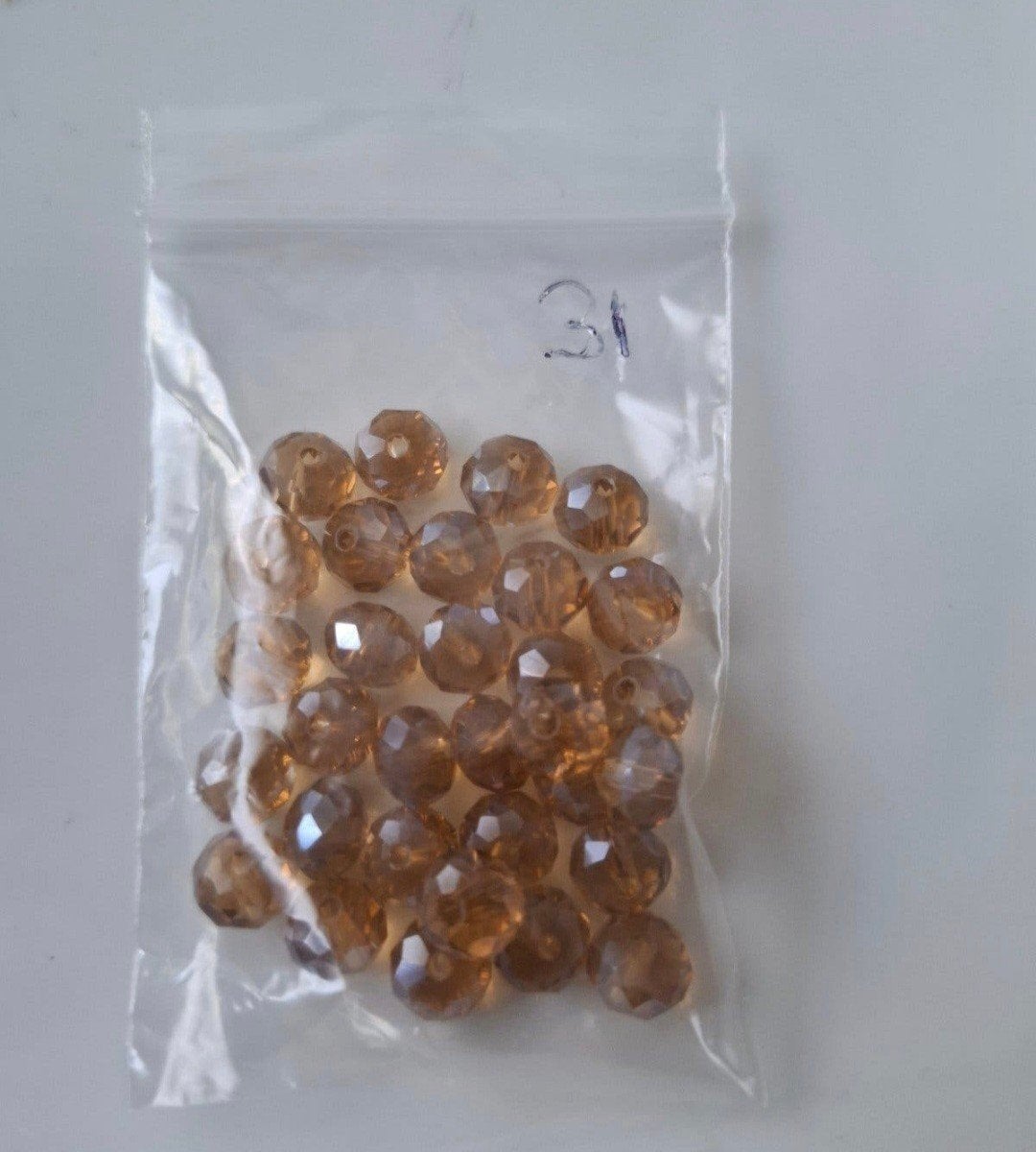 31 stuks 8 mm facet glaskralen oranje bruin kralen partij, Kraal, -, -, Nieuw