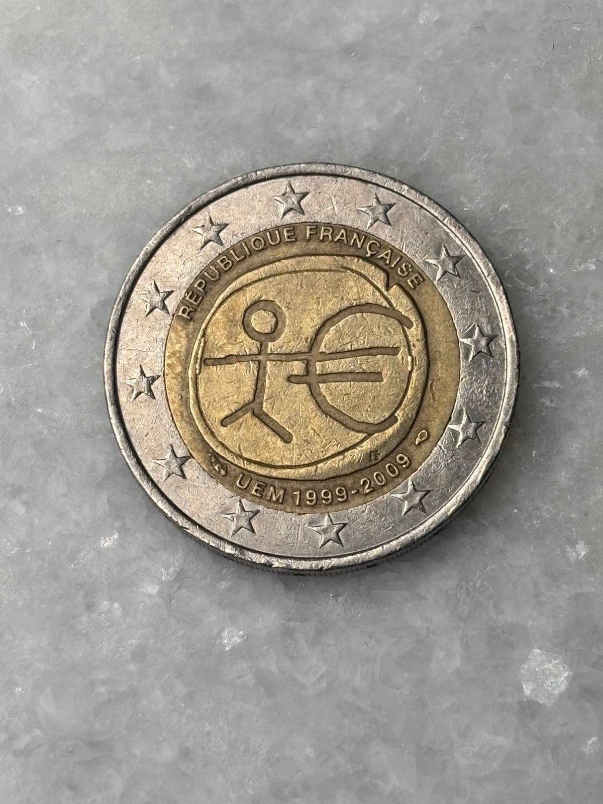 Franse 2 euro herdenkingsmunt 2009, UEM 1999-2009, Postzegels en Munten, Munten | Europa | Euromunten, Ophalen of Verzenden, 2 euro