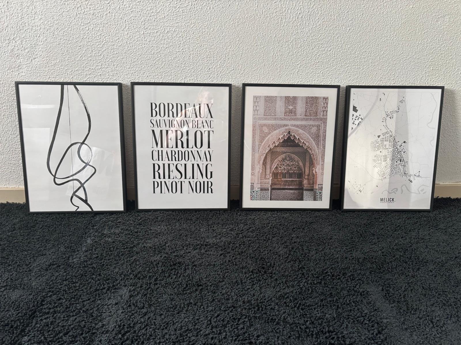 Schilderijlijsten 4 stuks incl. Posters, Huis en Inrichting, Woonaccessoires | Lijsten, Ophalen, Zo goed als nieuw