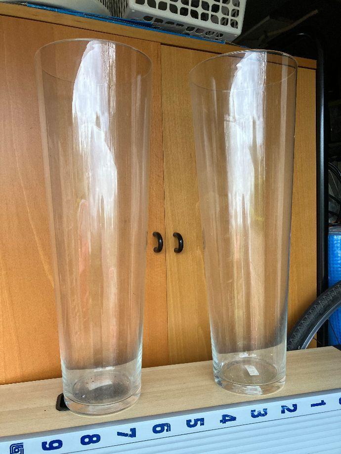 2 stuks grote siervazen 70 cm hoog, Ophalen, Overige kleuren, 50 tot 75 cm, Glas