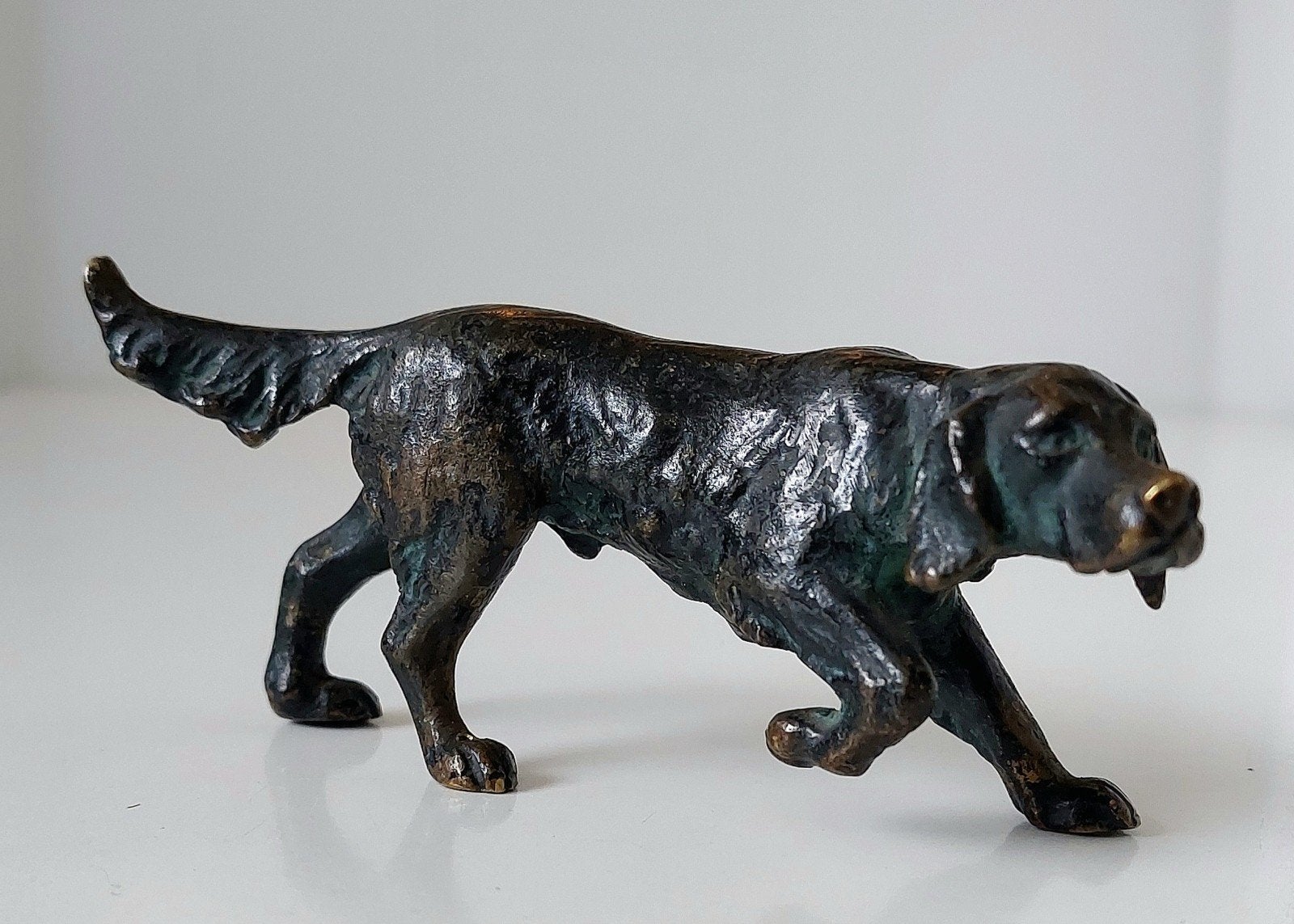 Antiek Weens Brons Beeldje Setter Pointer Jachthond Hond, Ophalen of Verzenden, Brons