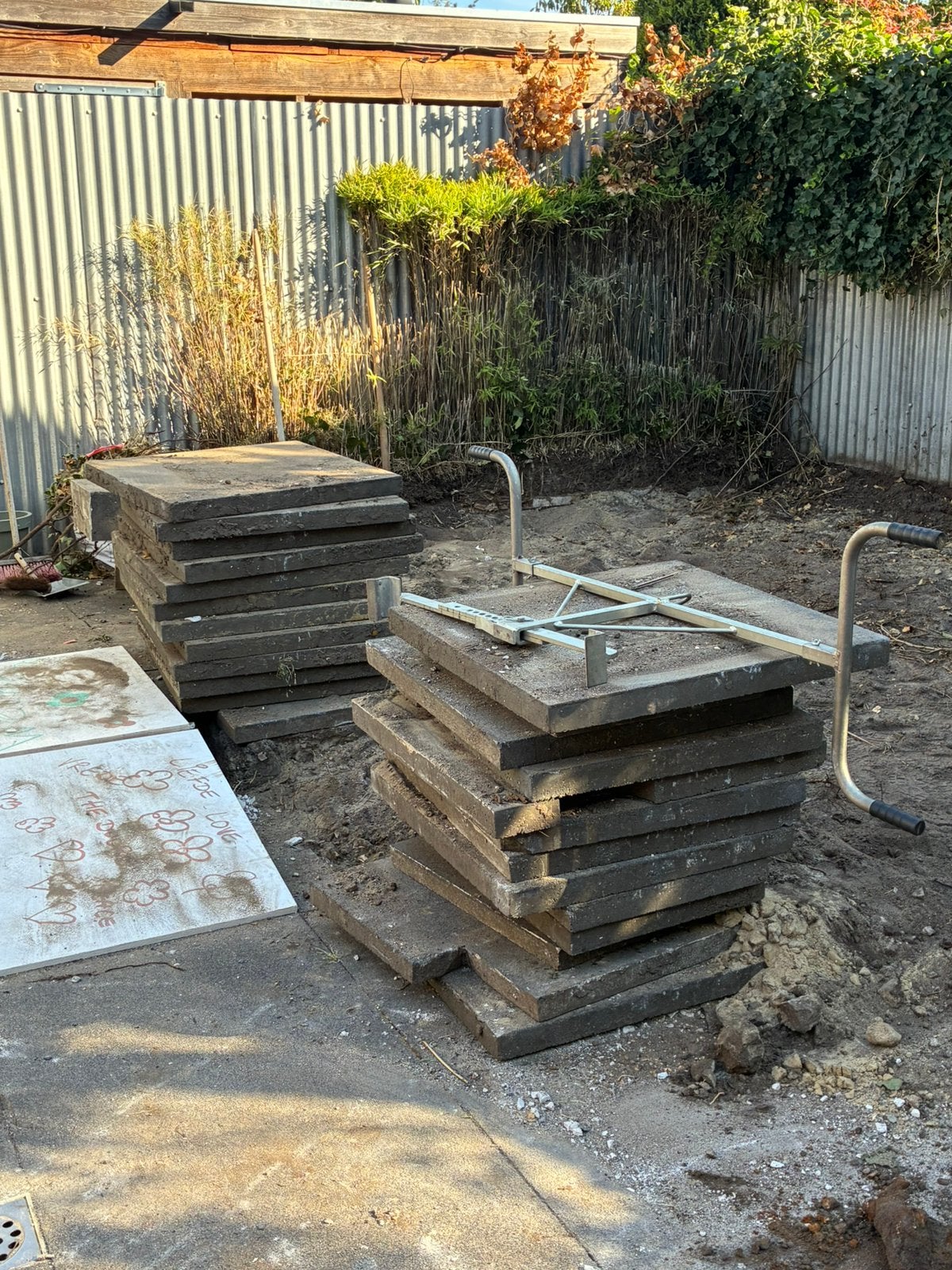Beton-/tuintegels 80x80, Tuin en Terras, Tegels en Klinkers, Ophalen, Gebruikt, 10 m² of meer, Beton