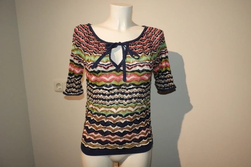 Missoni fijn gebreid truitje top in motief multi color I42, Overige kleuren, Verzenden, Missoni, Maat 36 (S)
