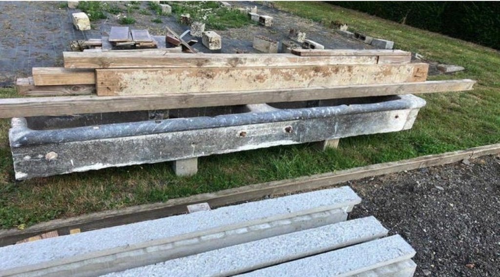 Antieke arduinen voederbak met 2 openingen  0474220705, Ophalen of Verzenden
