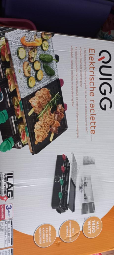 QUIGG Elektrische Raclette met Grill- en Steenplaat, Ophalen, Nieuw