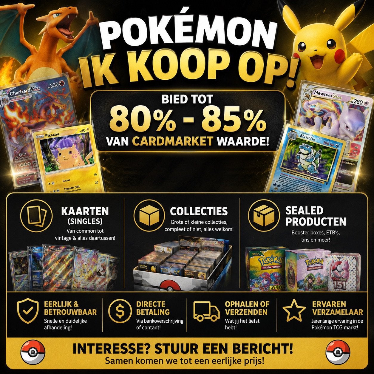 Pokémon Kaarten Gezocht | Ik Betaal 80-85% Cardmarket!, Ophalen of Verzenden, Zo goed als nieuw