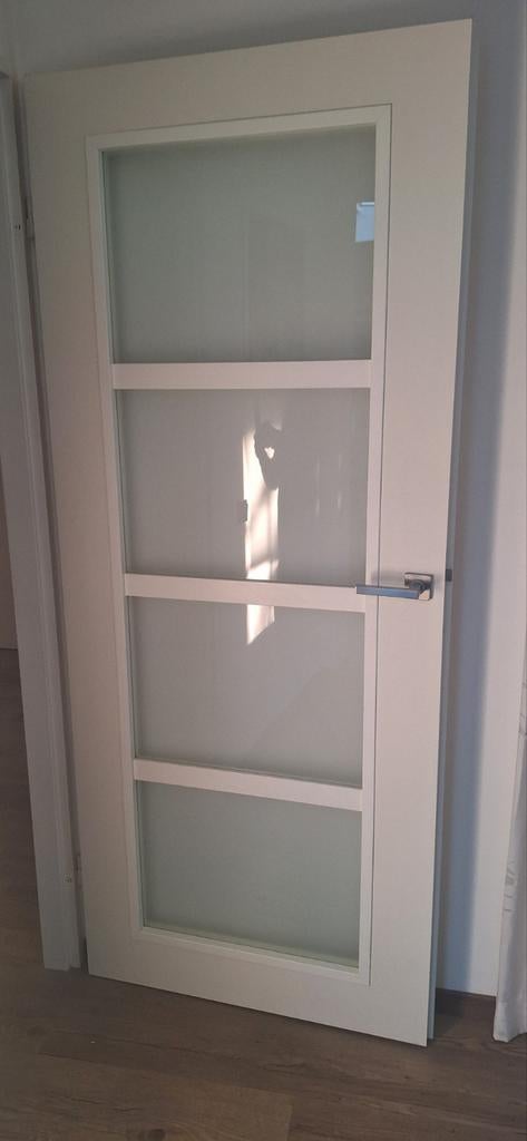 Binnendeur opdek met melkglas, 85 cm breed, onbeschadigd, Ophalen