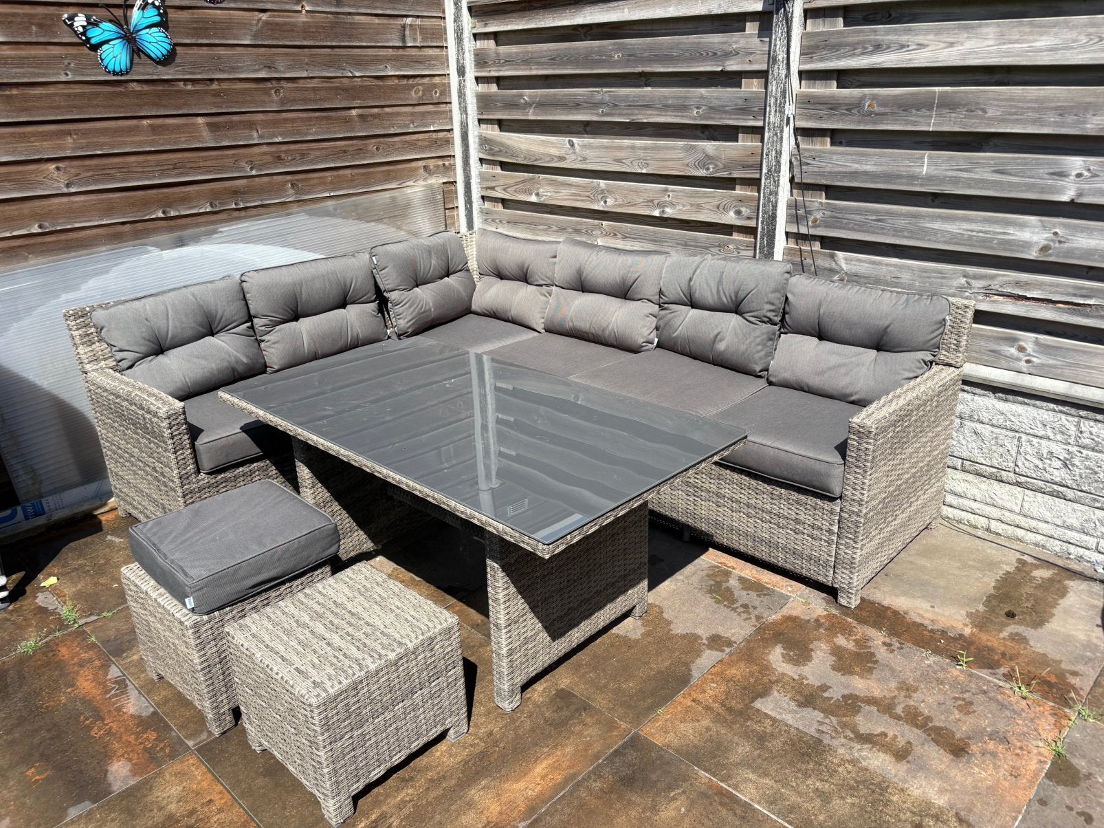 Lounge set + beschermhoes, Tuin en Terras, Ophalen, 5 zitplaatsen, Zo goed als nieuw, Loungeset