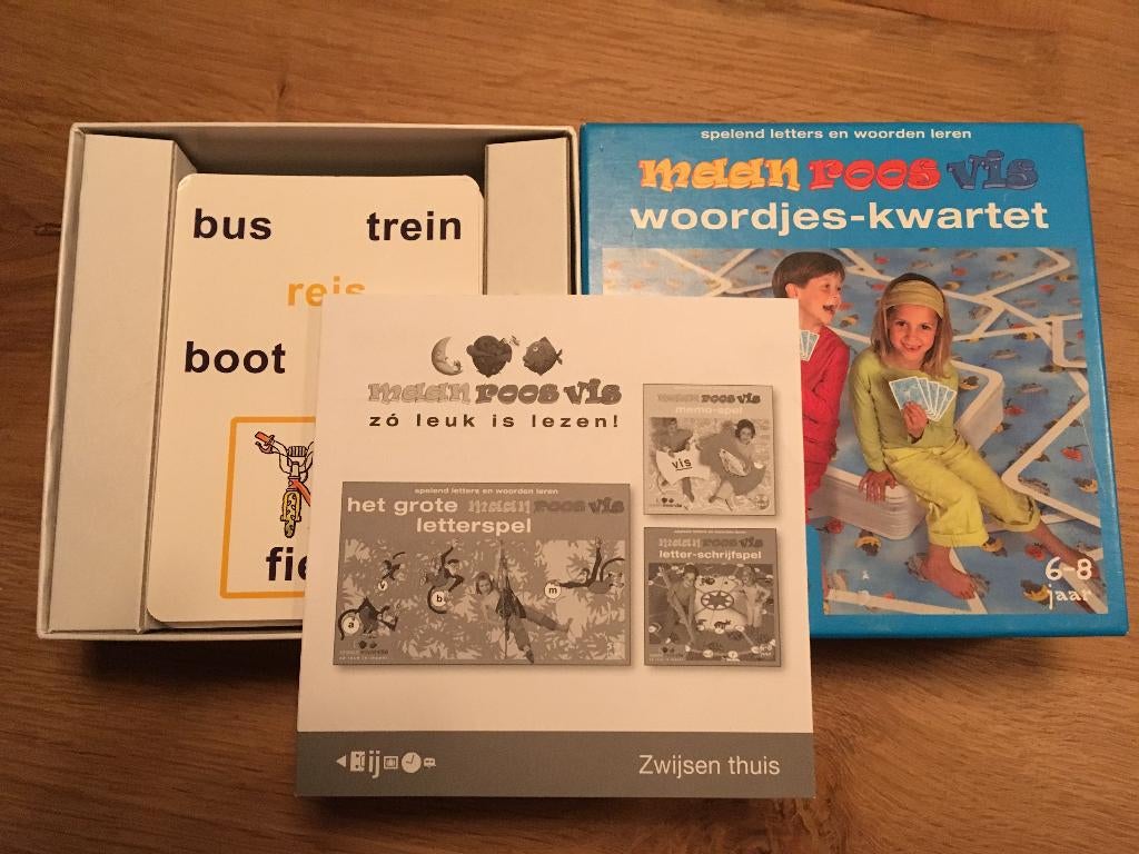 Spelletje woordjes kwartet Maan Roos Vis', Ophalen of Verzenden, Zo goed als nieuw, Kwartet(ten)