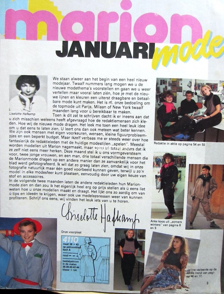 3 x Marion jaren 80 de nummers jan febr en  mrt 1984, Hobby en Vrije tijd, Kledingpatronen, Verzenden, Gebruikt, Vrouw, Marion