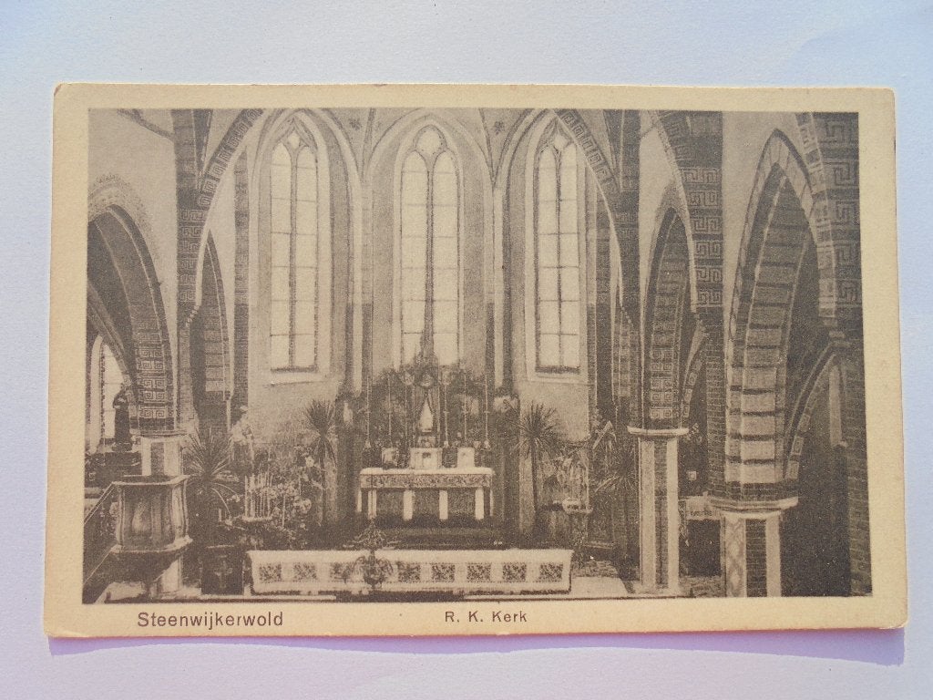 Steenwijkerwold, RK Kerk met altaar, beelden preekstoel 1914, Ophalen of Verzenden, Voor 1920, Ongelopen, Overijssel