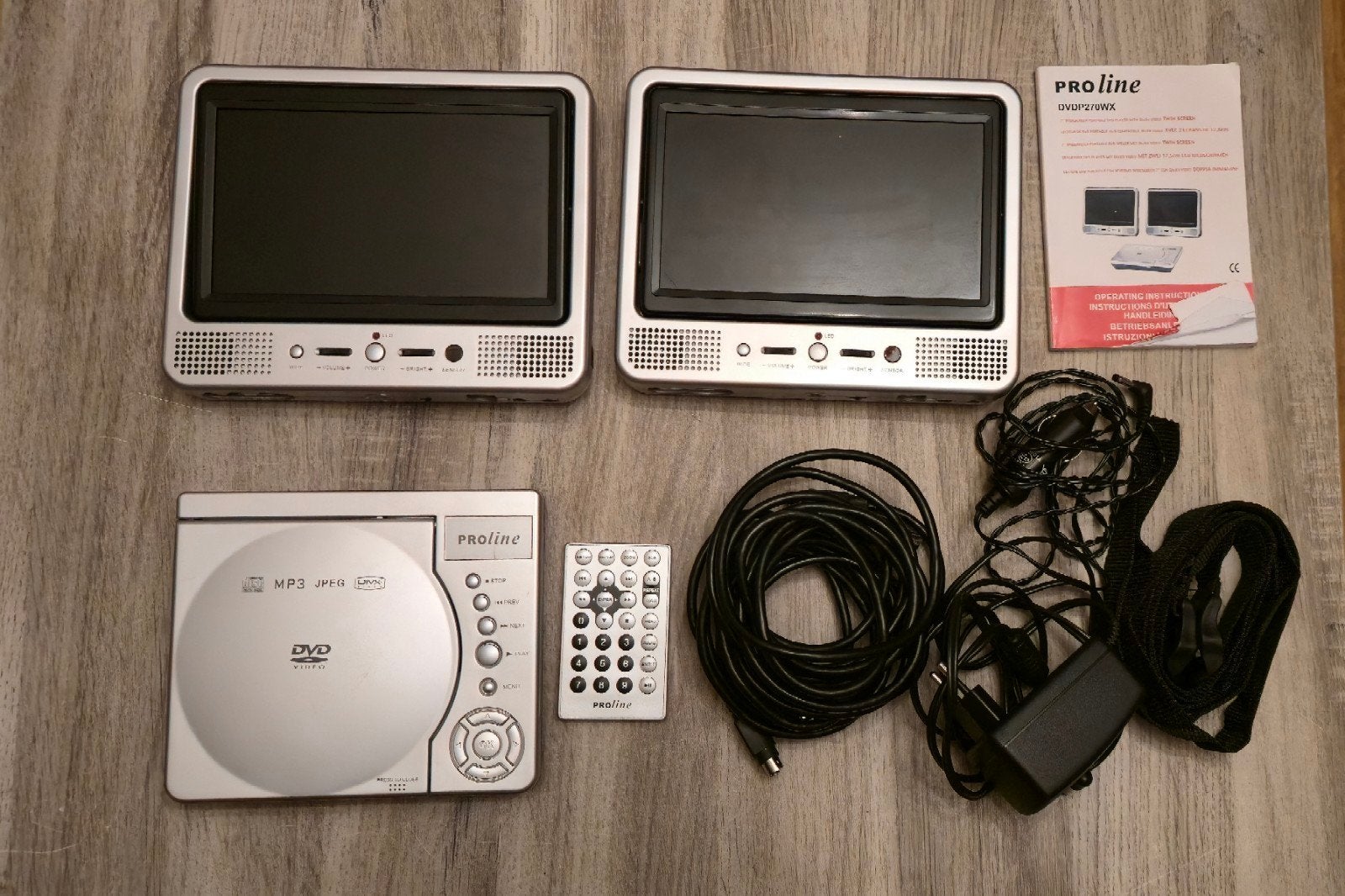 Set Proline DVDDP270WX draagbare DVD-speler 2 LCD schermen, Draagbaar, Refurbished, Ophalen of Verzenden, Overige merken