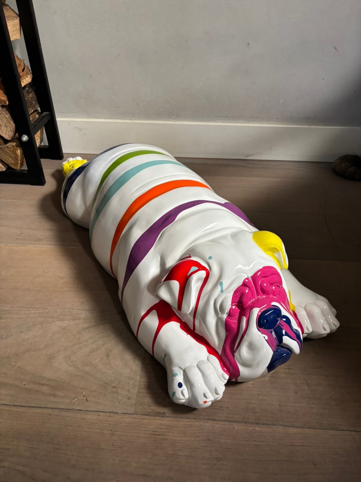 Liggend beeld Engelse Bulldog 90 CM van hars outdoor/indoor, Ophalen, Nieuw, Dier