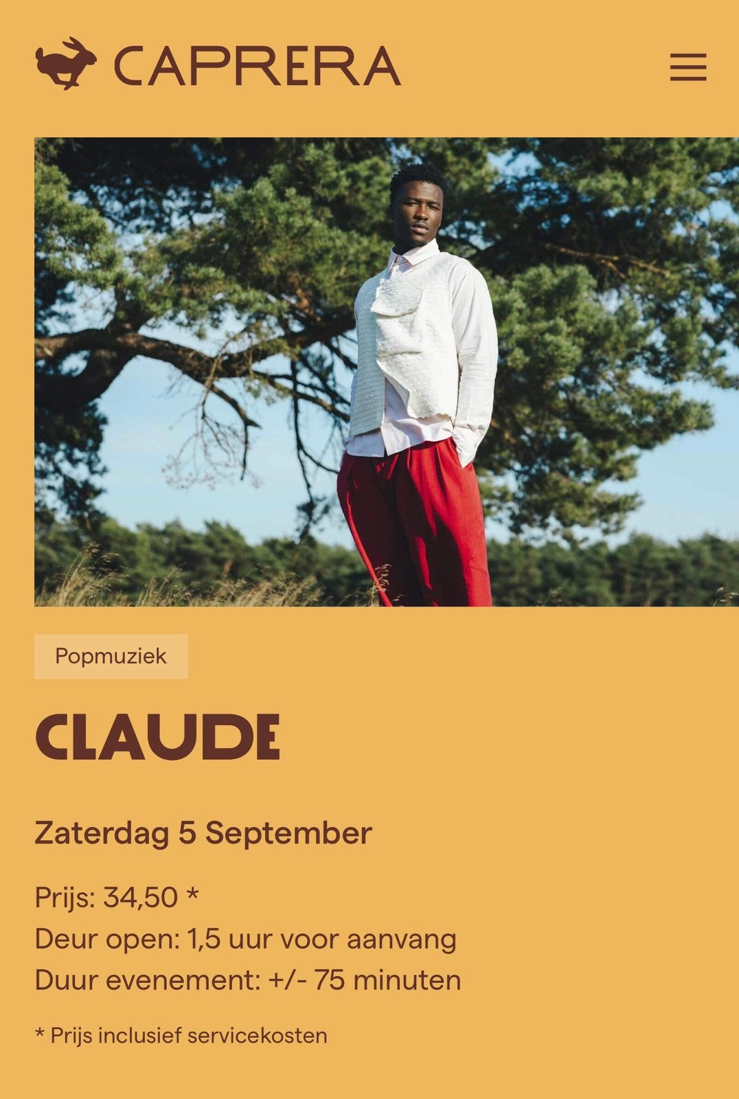 Claude vanavond in Bloemendaal 2 kaartjes, Twee personen