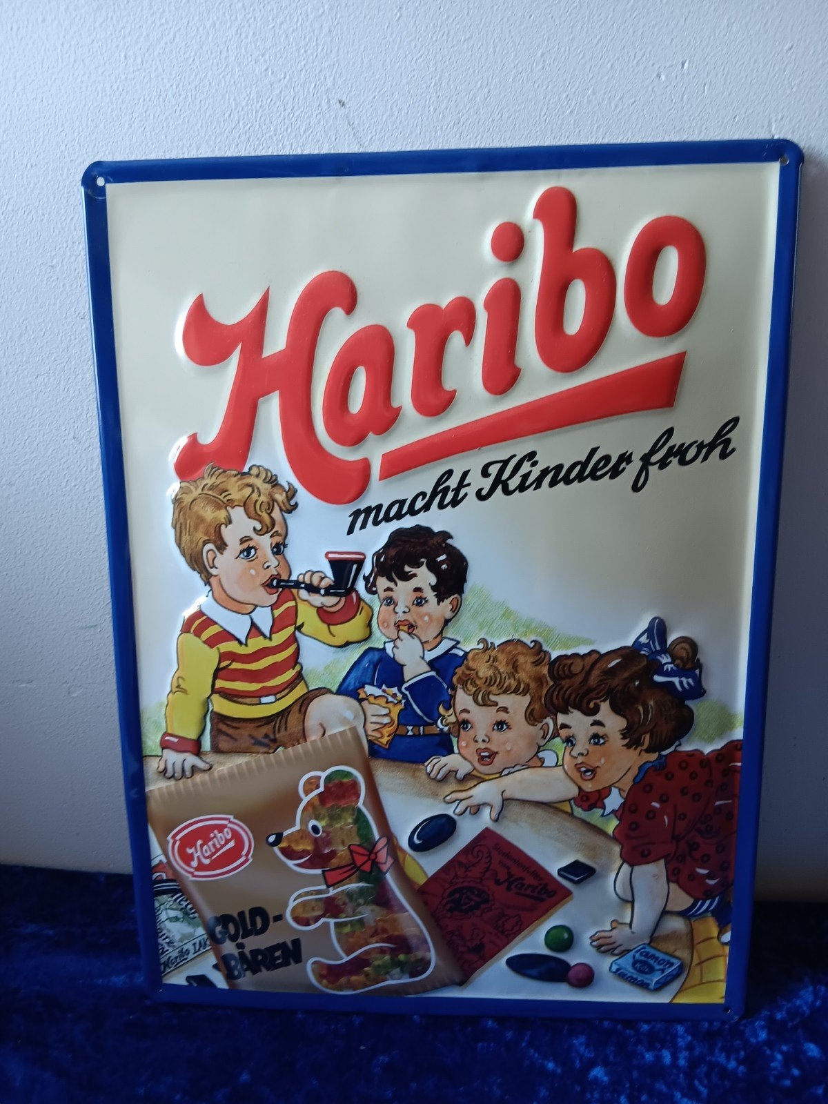 Haribo reclamebord - metaal - circa 29 x 39 cm, Ophalen of Verzenden, Gebruikt, Reclamebord