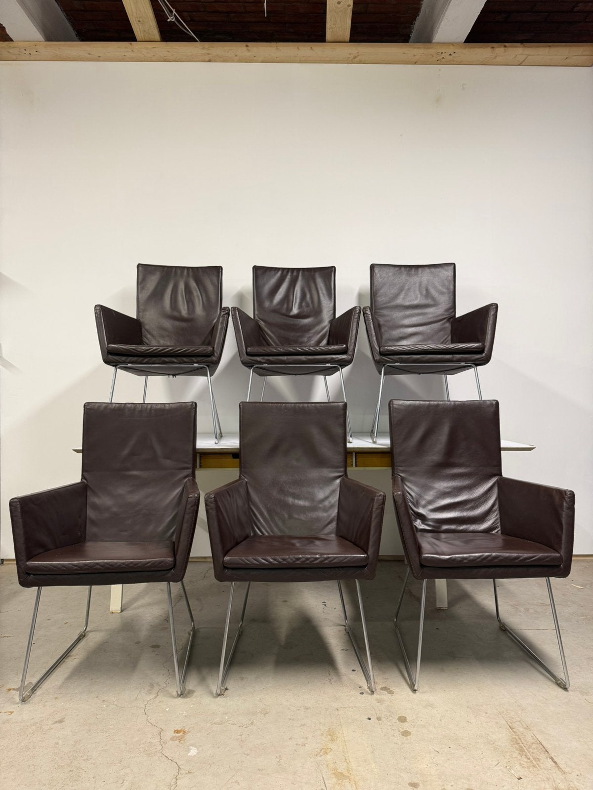 Label van den Berg-zes stoelen-koffie bruin, Huis en Inrichting, Stoelen, Ophalen, Zo goed als nieuw, Bruin, Vijf, Zes of meer stoelen