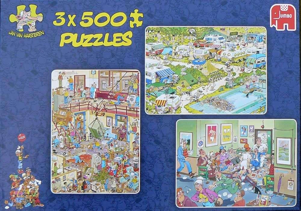 Jan van haasteren puzzels 3 in 1 doos, Ophalen of Verzenden, 500 t/m 1500 stukjes, Zo goed als nieuw