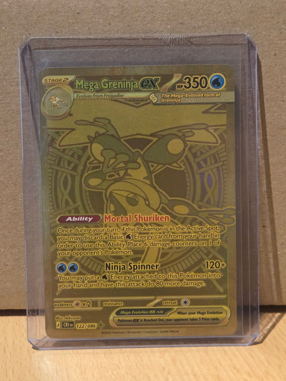 Pokemon TCG - Mega Greninja EX - Goud/Gold, Ophalen of Verzenden, Zo goed als nieuw