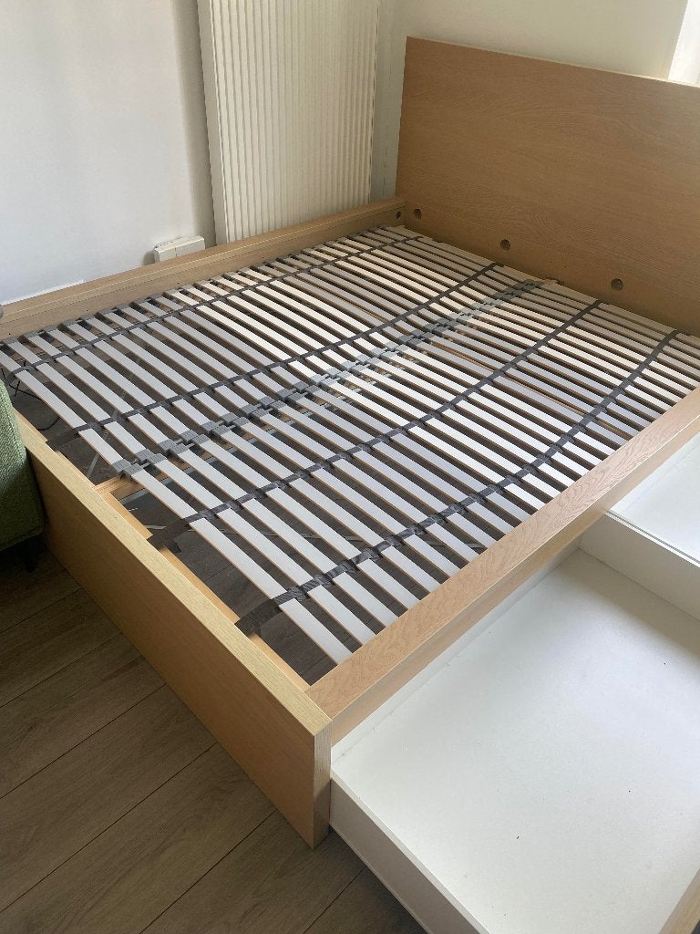 IKEA MALM bed 160x200 cm met 2 bedlades + 2 lattenbodems, Huis en Inrichting, Slaapkamer | Bedden, Ophalen, Gebruikt, Overige kleuren