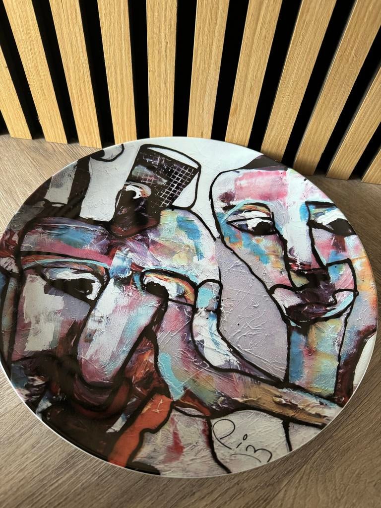 Abstracte Kunst  bord Gesigneerd  pim smit, Verzenden