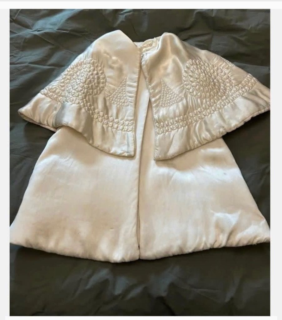 Antieke Franse doop cape, crème, mooi bewerkt, Ophalen of Verzenden