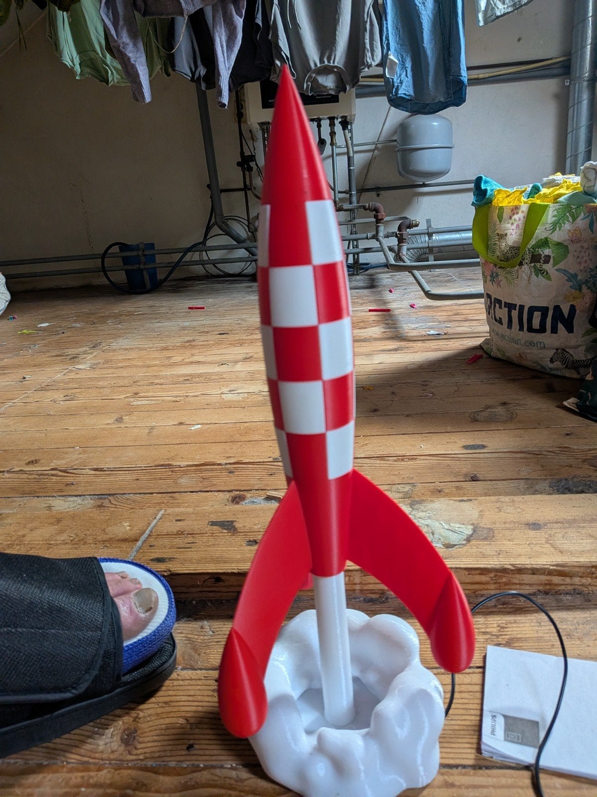 Unieke Kuifje Maanraket Lamp - Sfeervolle Eyecatcher, Verzamelen, Ophalen of Verzenden, Zo goed als nieuw