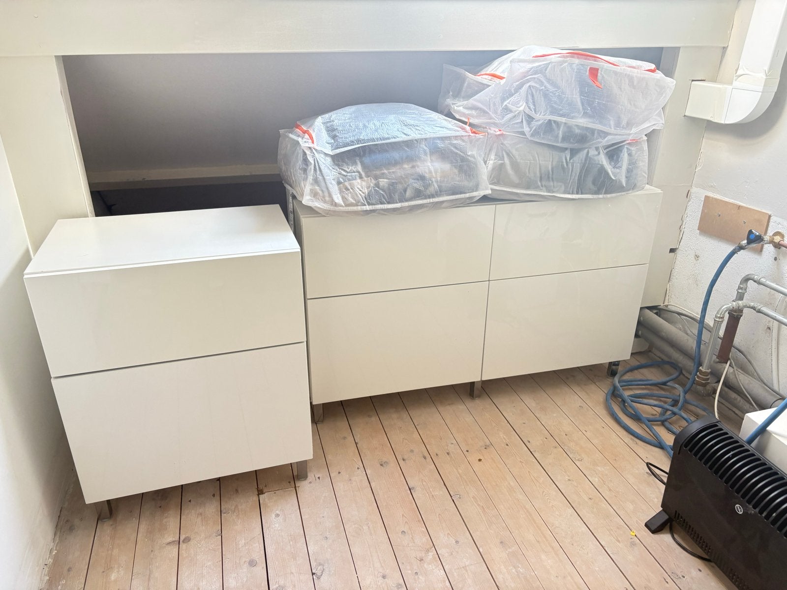 Ikea kast met lade en deur - hoogglans wit, Overige materialen, Gebruikt, 100 tot 150 cm, Ophalen of Verzenden