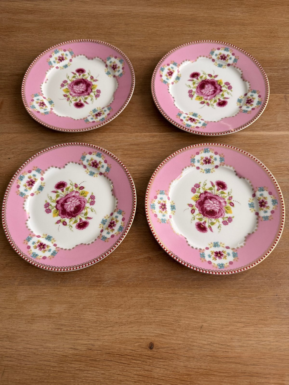 Pip Studio Gebakbordjes Roze Rood Bloem Ribbon (4 stuks), Ophalen, Pip Studio, Zo goed als nieuw, Bord(en)