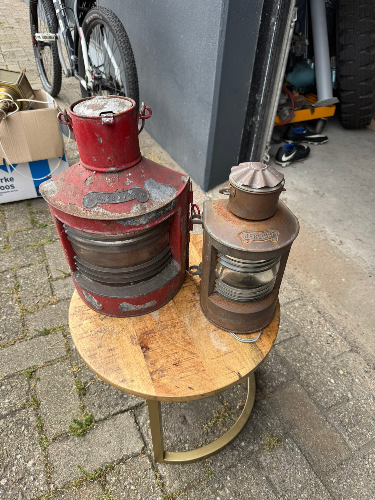 Antieke scheepslantaarns - Set van 2, Antiek en Kunst, Ophalen