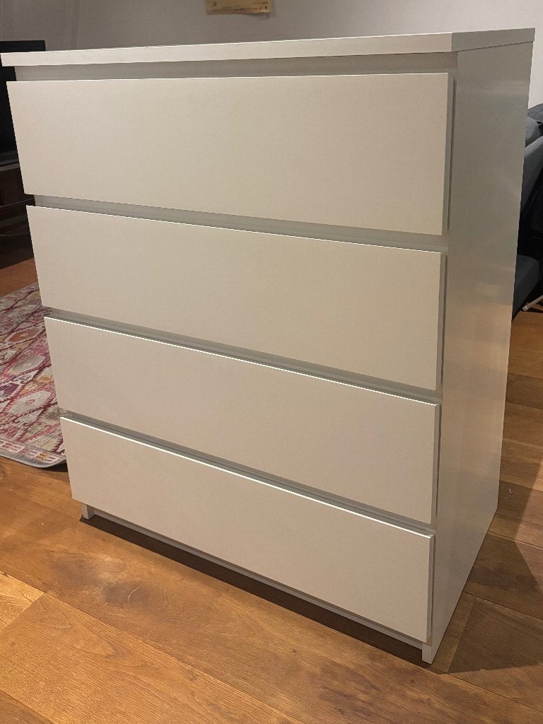MALM IKEA Ladekast Wit, Ophalen, 50 tot 100 cm, Zo goed als nieuw, 3 of 4 laden