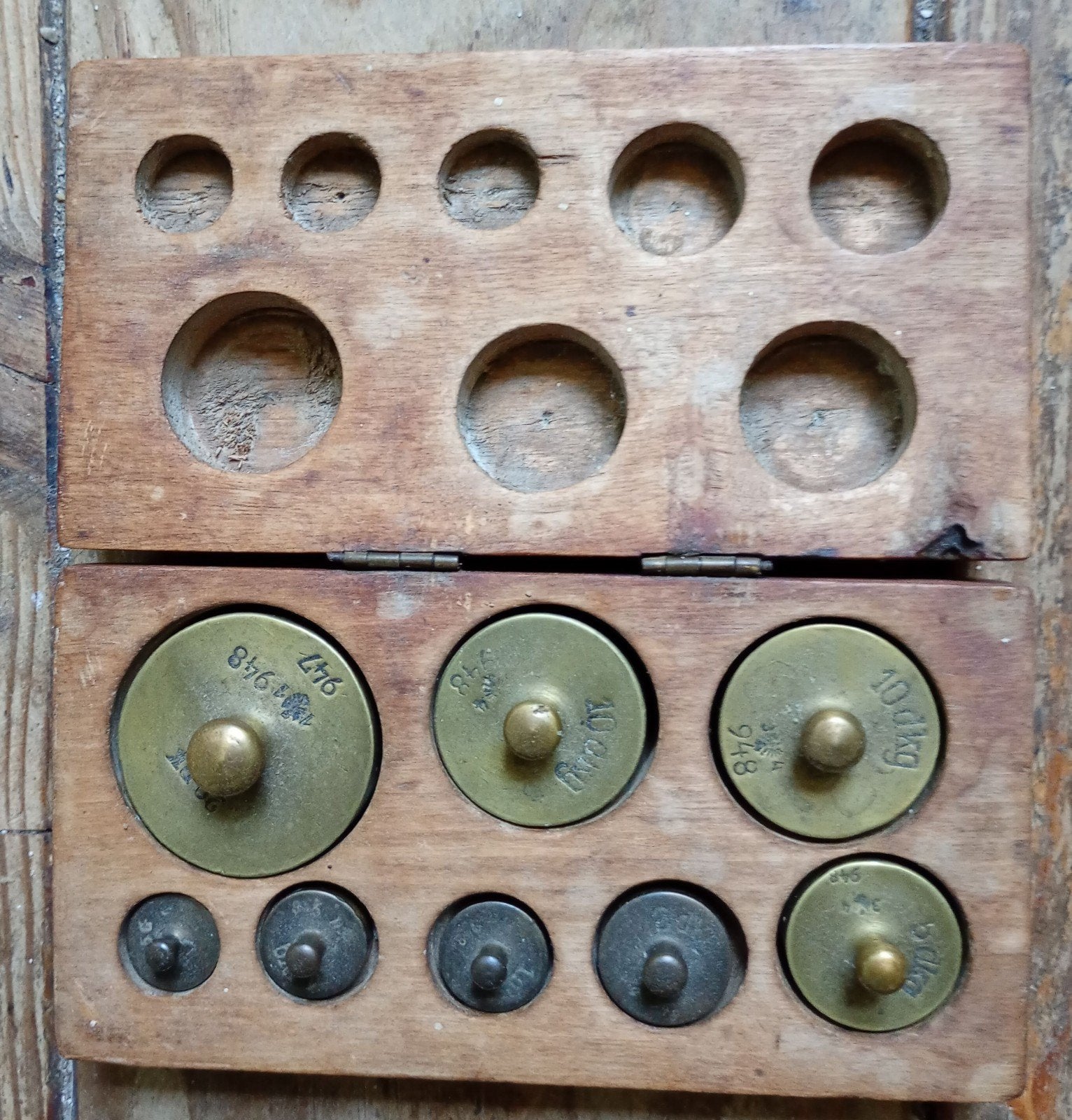 Antieke gewichten 8 stuks voor een antieke weegschaal., Ophalen of Verzenden