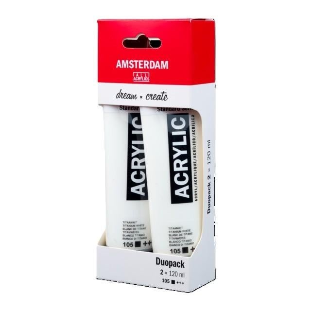 Aanbieding!: Duopack Amsterdam Acrylverf Titaanwit 2 x 120ml, Hobby en Vrije tijd, Schilderen, Nieuw, Acrylverf, Ophalen of Verzenden