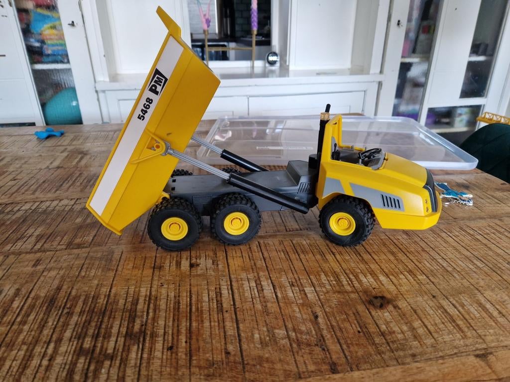 Playmobil kiepwagen - Geel/Grijs - Model 5468, Kinderen en Baby's, Speelgoed | Playmobil, Ophalen of Verzenden, Gebruikt