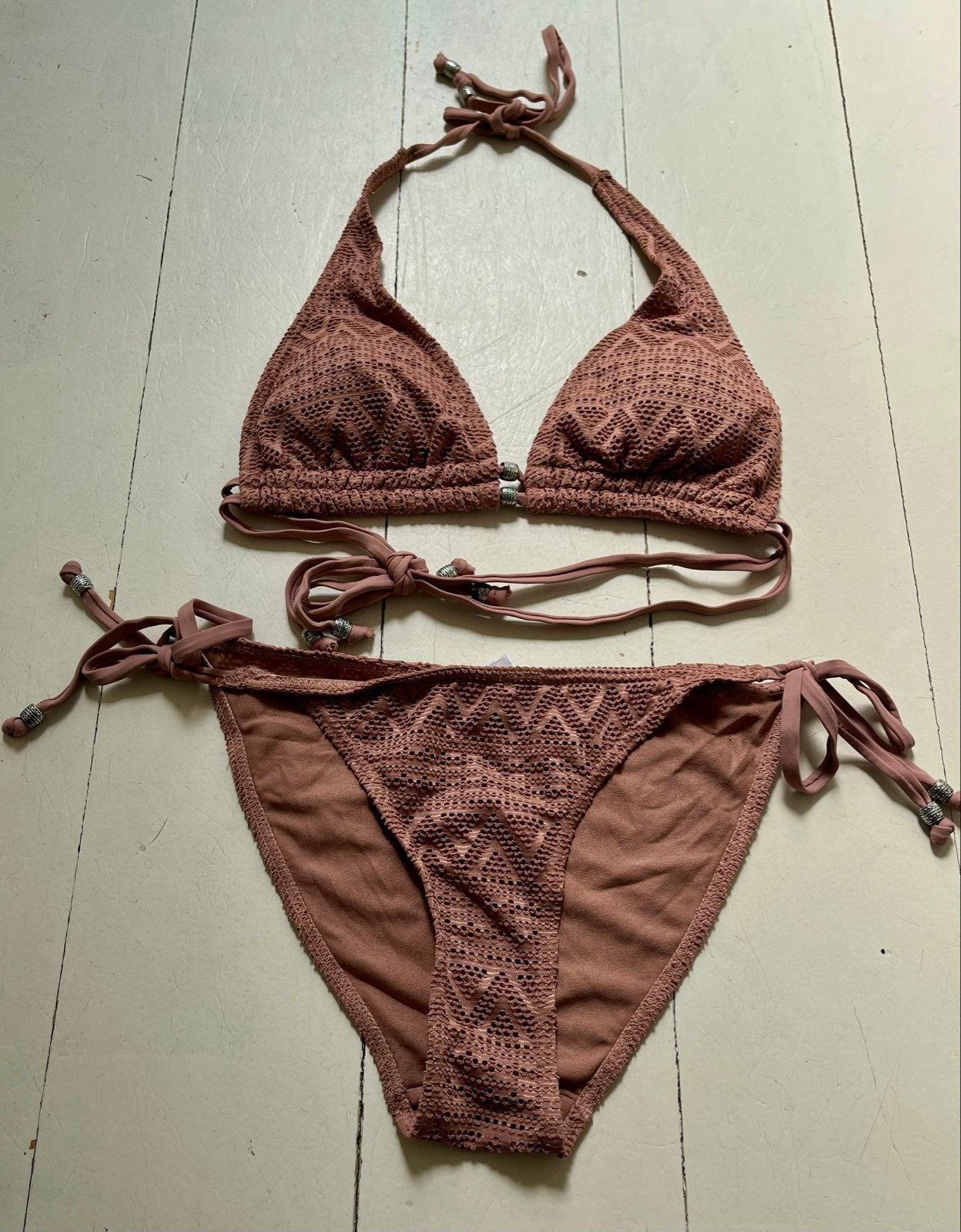 Roze gehaakte bikini met binnenvoering van Atmosphere, Kleding | Dames, Ophalen of Verzenden, Zo goed als nieuw, Bruin, Bikini