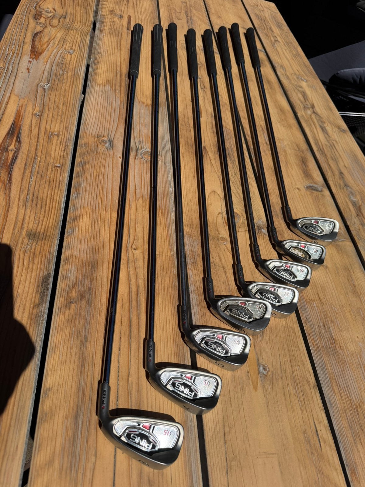 Ping I15 ijzers (ijzeren shaft / kleurcode maroon), Sport en Fitness, Golf, Ophalen, Gebruikt, Set, Ping