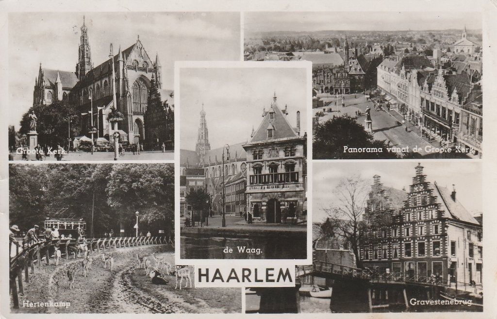 HAARLEM Kerk Hertenkamp Waag Panorama Brug 1949, Verzenden, 1940 tot 1960, Gelopen, Noord-Holland
