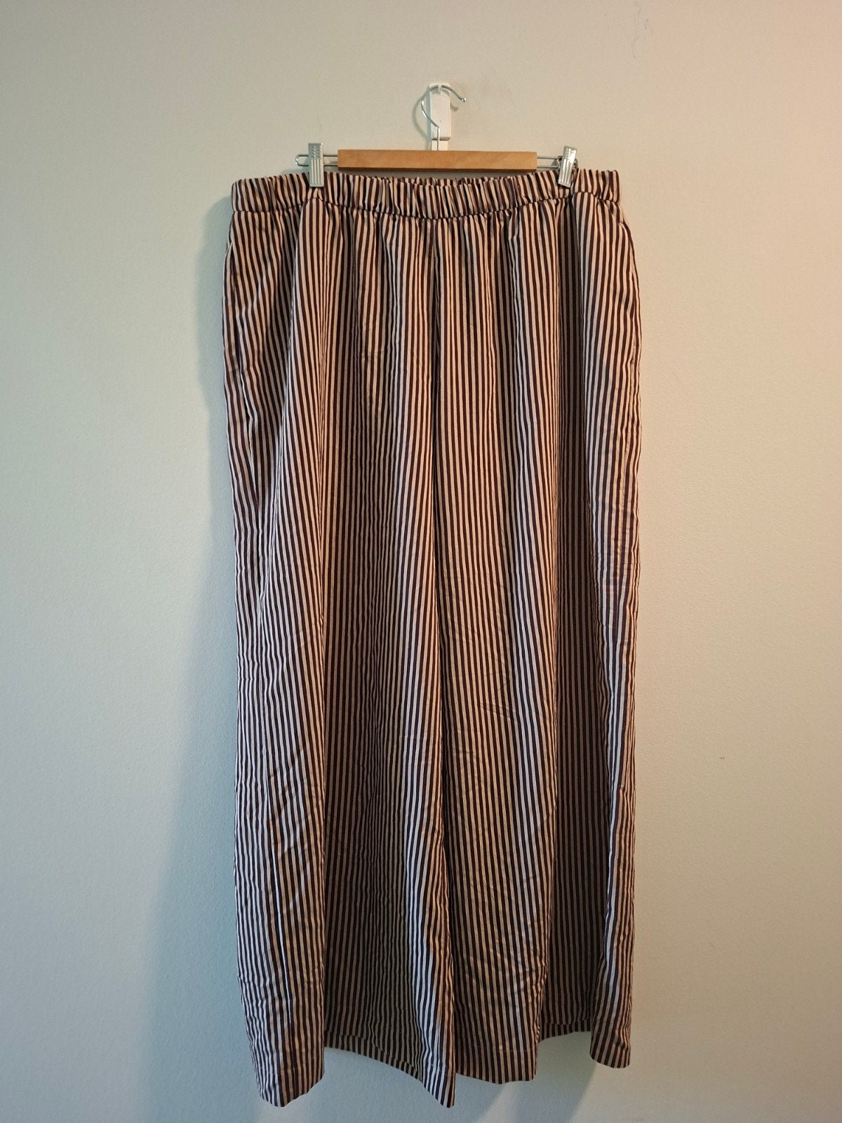Zara wijde zomerbroek met strepen, aubergine/beige, XXL, Meerkleurig, Zara, Maat 46/48 (XL) of groter, Ophalen of Verzenden