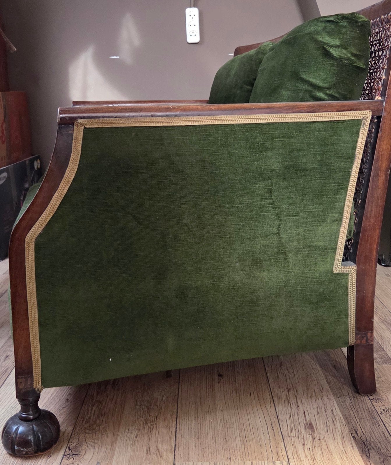 Vintage fauteuils en bankstel met rieten rugleuning, Antiek en Kunst, Ophalen
