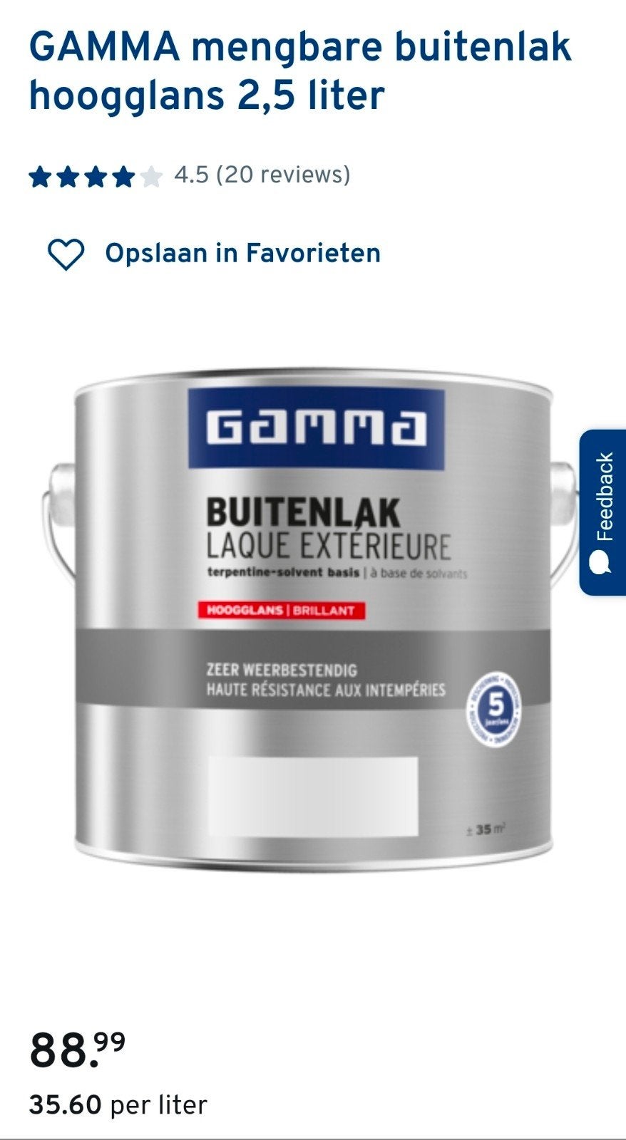 buitenlak nieuw 2.5 liter, Minder dan 5 liter, Ophalen, Nieuw, Lak