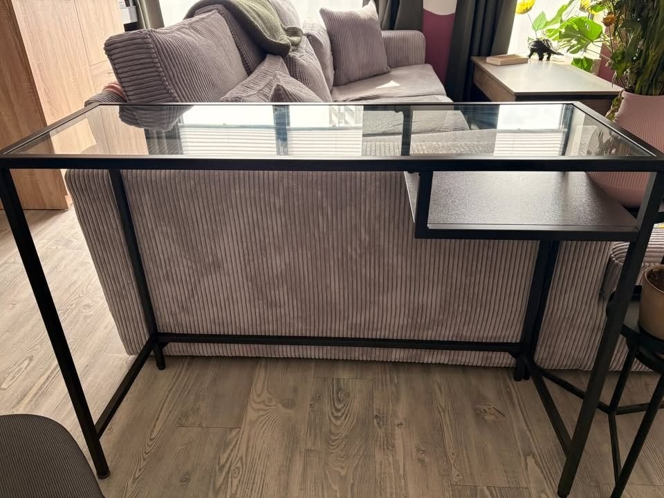 Bartafel van glas en metaal, Ophalen, 100 tot 150 cm, Zo goed als nieuw, Glas