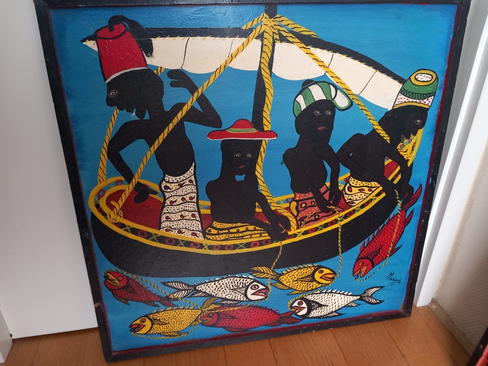 Tingatinga  verhalend schilderij uit Daressalaam 1985, Ophalen
